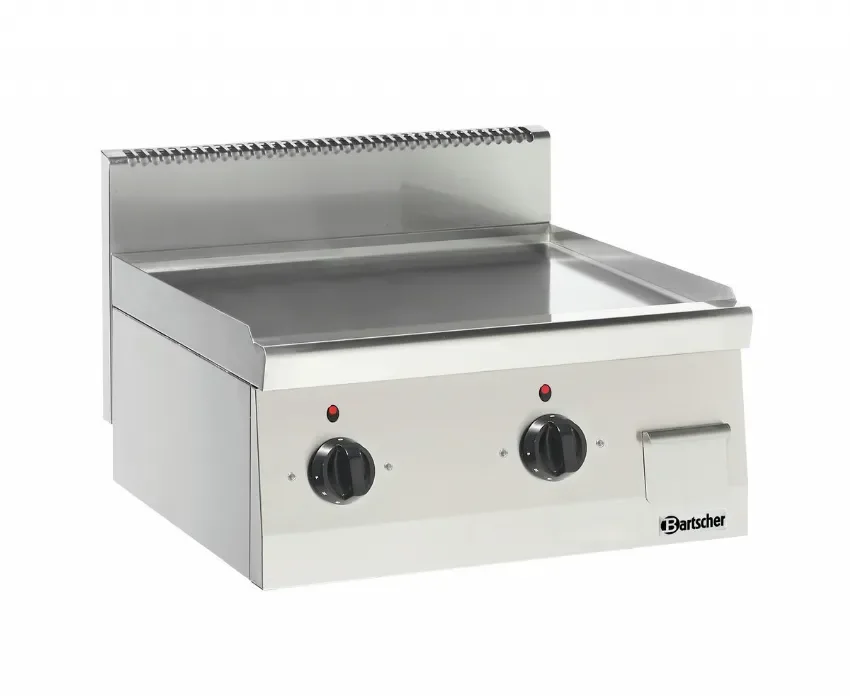 Plancha électrique à poser plaque lisse chrome avec bac à graisse - 600x600x290 mm Promotion