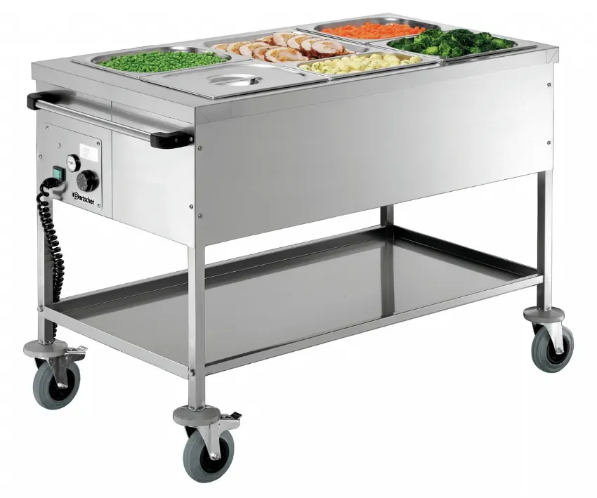 Chariot bain-marie inox avec 3 cuves gn 1/1 - 650x1200x855 mm Jusqu’à Épuisement Des Stocks