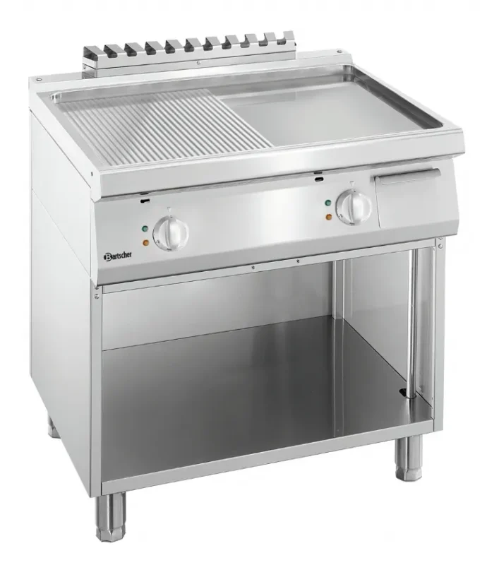 Seulement Aujourd’hui Plaque grill électrique 1/2 lisse 1/2 rainurée sur meuble ouvert - 800x700x850 mm