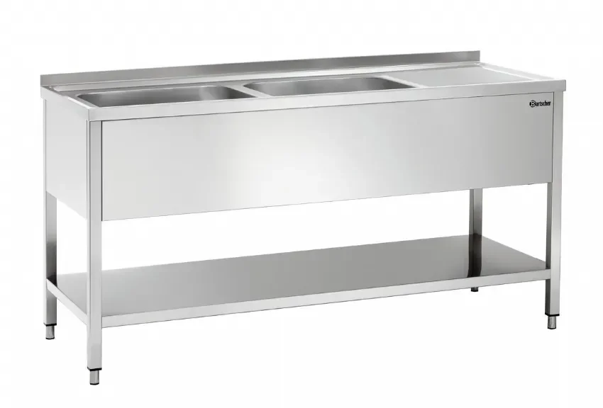 Must-Have Plonge professionnelle 2 bac à gauche avec tablette - 1600x700x850 mm