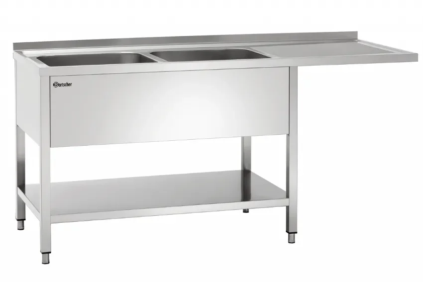 Offre Limitée Plonge professionnelle 2 bac à gauche avec passage lave-vaisselle - 1600x700x850 mm
