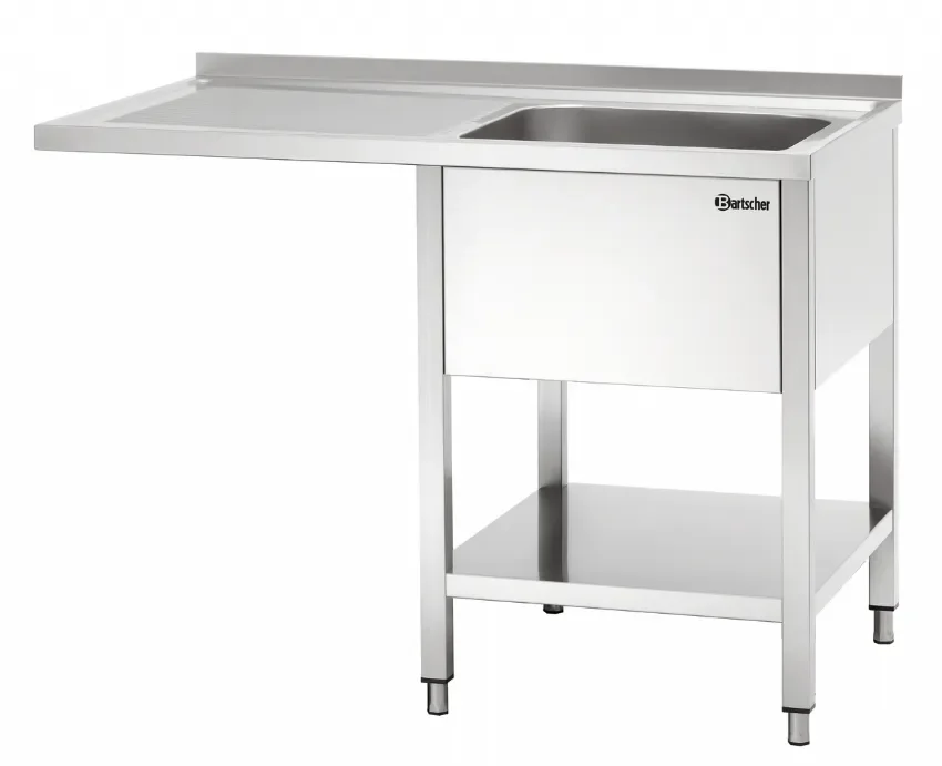 Plonge professionnelle 1 bac à droite avec passage lave-vaisselle - 1200x700x850 mm Paiement Sécurisé