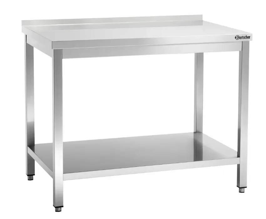 Table de travail en inox adossée avec tablette inférieure - 1100x700x850 mm Vente Flash