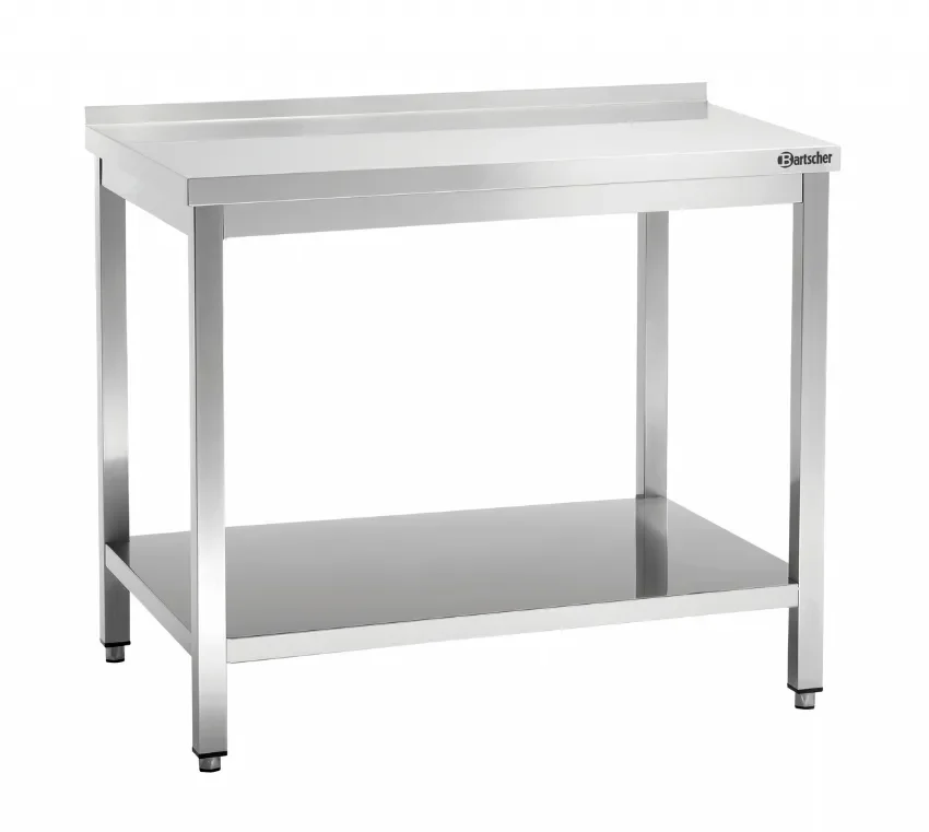 Expédition Rapide Table de travail en inox adossée avec tablette inférieure - 1300x700x850 mm