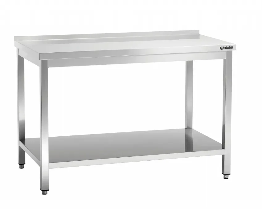 Table de travail en inox adossée avec tablette inférieure - 1400x600x850 mm Prix Promo