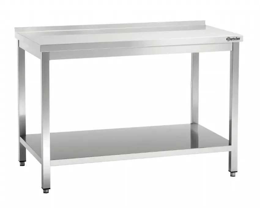 Nouveauté Table de travail en inox adossée avec tablette inférieure - 1500x700x850 mm