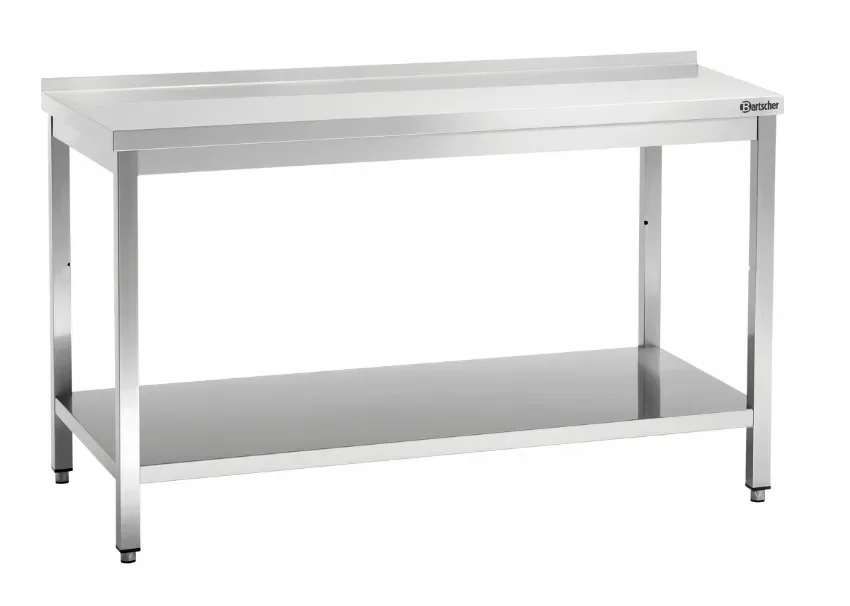 Table de travail en inox adossée avec tablette inférieure - 1600x700x850 mm Offre Limitée