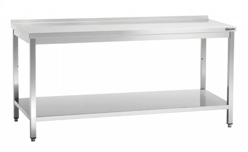 Nouveauté Table de travail en inox adossée avec tablette inférieure - 1800x700x850 mm