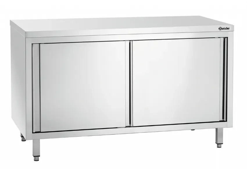 Meuble bas inox ouvert avec porte coulissante - 1400x700x850 mm Authentique