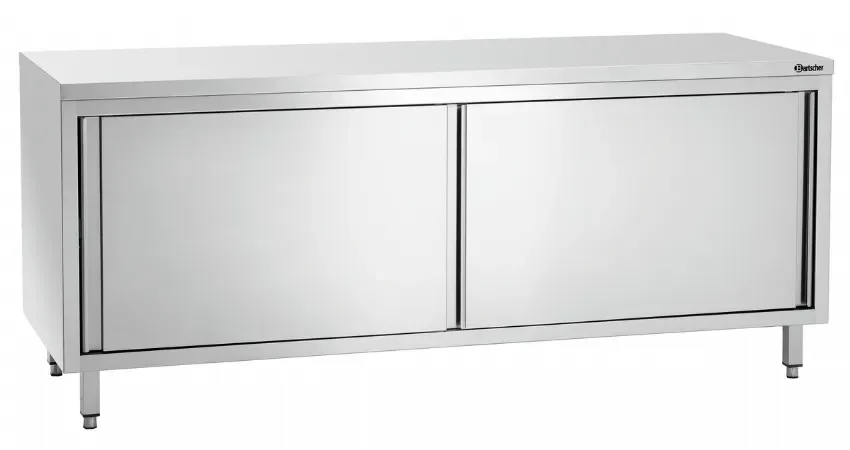 Nouveauté Meuble bas inox ouvert avec porte coulissante - 2000x700x850 mm