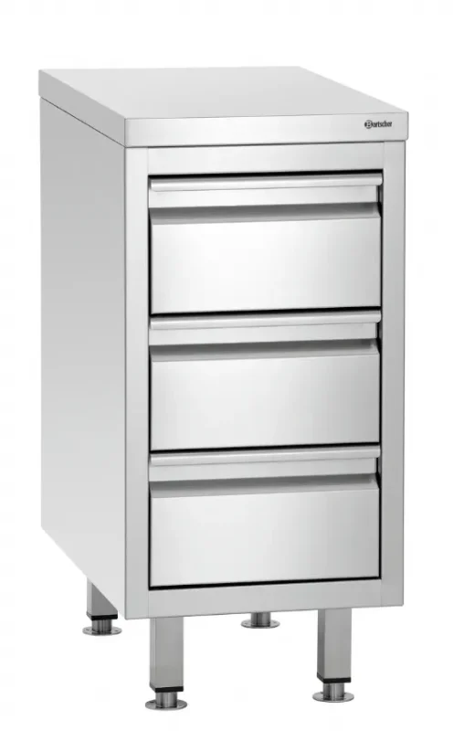 Nouvelle Collection Meuble inox à 3 tiroirs 1/1 gn mobile - 400x700x850 mm