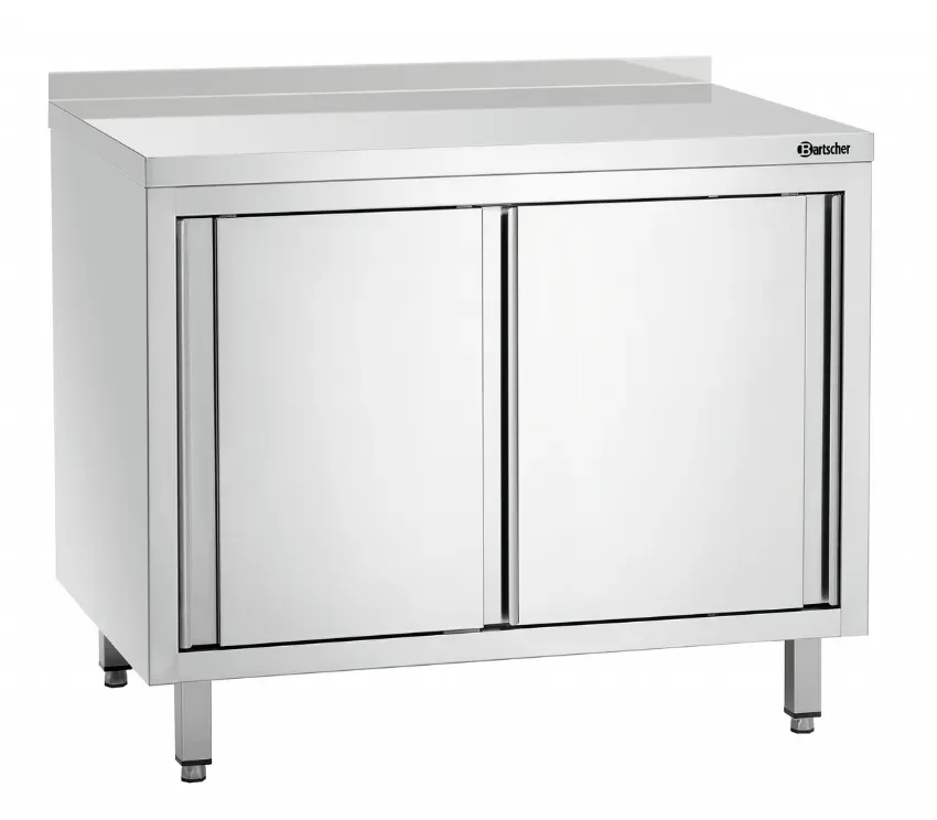 Meuble bas inox ouvert adossé avec porte coulissante - 1000x700x850 mm Livraison Gratuite