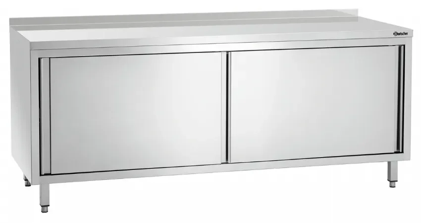 Meuble bas inox ouvert adossé avec porte coulissante - 2000x700x850 mm Jusqu’à Épuisement Des Stocks