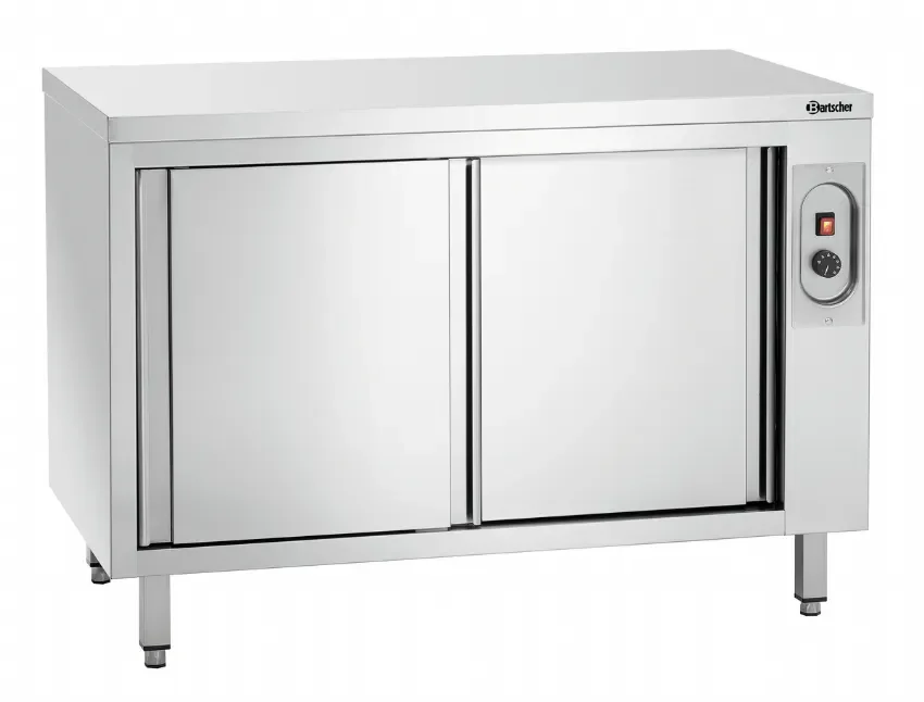 Meuble bas inox chauffant ouvert avec porte coulissante - 1200x700x850 mm Expédié Aujourd’hui