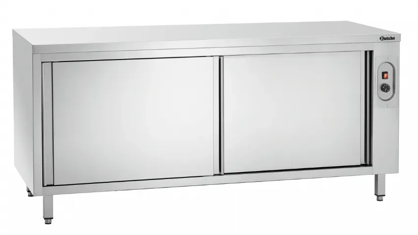 Meuble bas inox chauffant ouvert avec porte coulissante - 1800x700x850 mm Produit De Marque