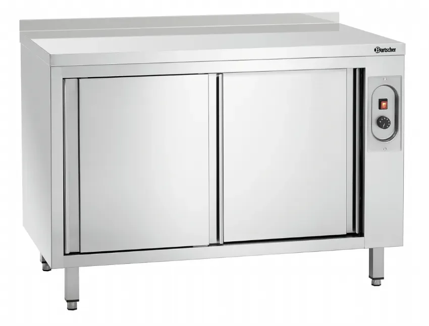 Meuble bas inox chauffant adossé ouvert avec porte coulissante - 1200x700x850 mm Offre Exclusive