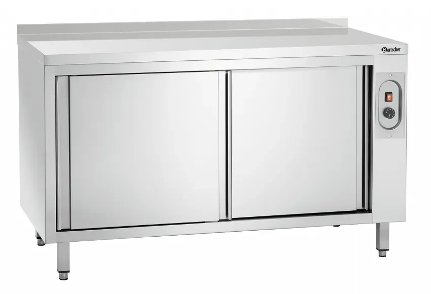 Meuble bas inox chauffant adossé ouvert avec porte coulissante - 1400x700x850 mm Super Prix