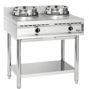 Wok gaz 2 brûleurs avec bac collecteur de graisse - 900x600x960 mm Expédié Aujourd’hui