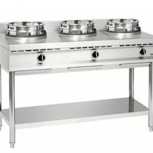 Wok gaz 3 brûleurs avec bac collecteur de graisse - 1500x600x960 mm Meilleur Prix
