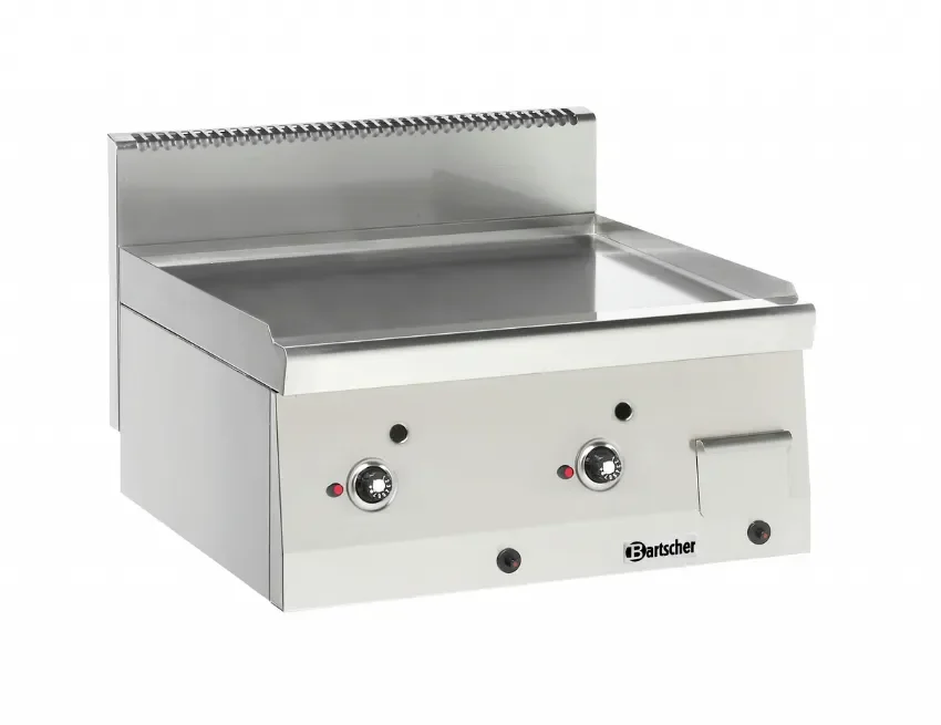 Plancha gaz à poser plaque lisse chrome avec bac à graisse - 600x600x290 mm Remise