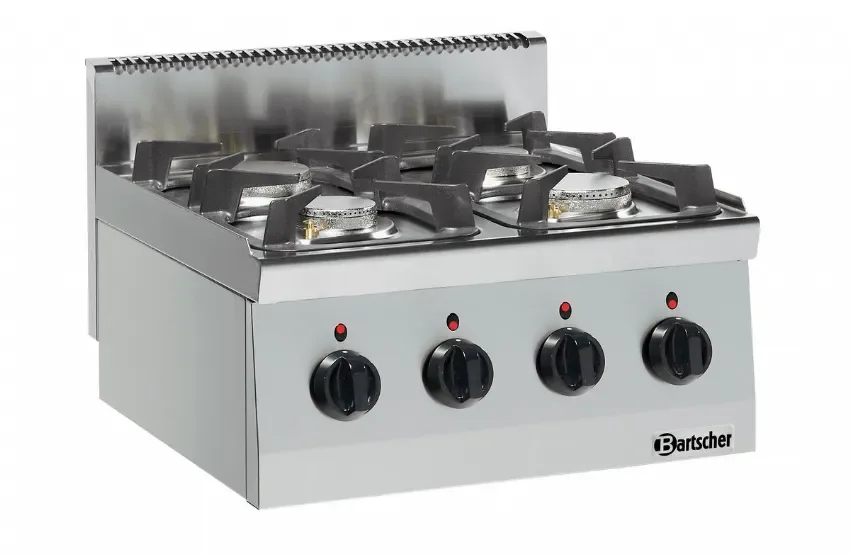 Must-Have Fourneau gaz professionnel gaz à poser 4 feux vifs - 600x600x290 mm