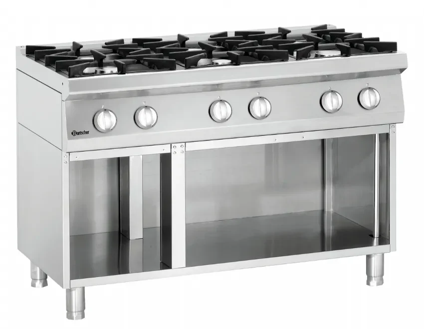 Fourneau gaz sur meuble ouvert 6 zones de cuissons - 1200x700x850 mm Soldes
