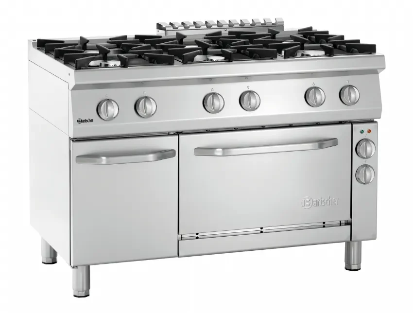 Vente Flash Fourneau gaz et électrique avec four et placard 6 zones de cuissons - 1200x700x850 mm