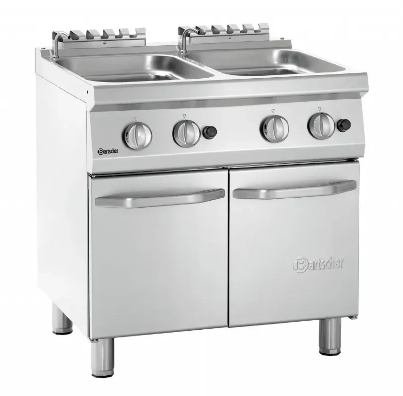 Dernière Chance Cuiseur pâtes gaz sur meuble 2 portes battantes 2x24 l - 800x700x850 mm