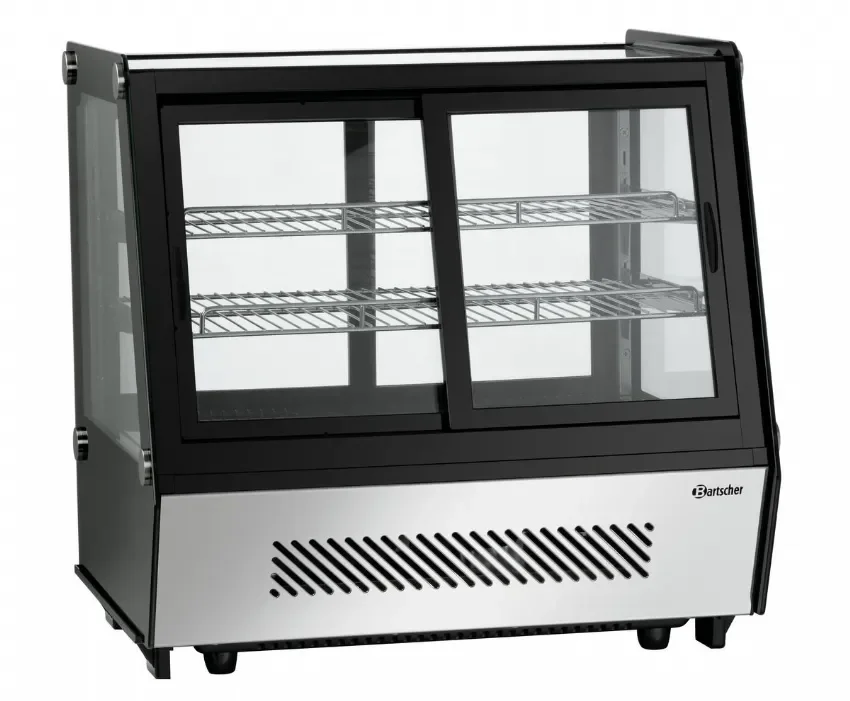 Vitrine réfrigérée +2/+12°c avec 3 niveaux portes coulissantes 160 l - 710x568x686 mm Achetez Aujourd’hui
