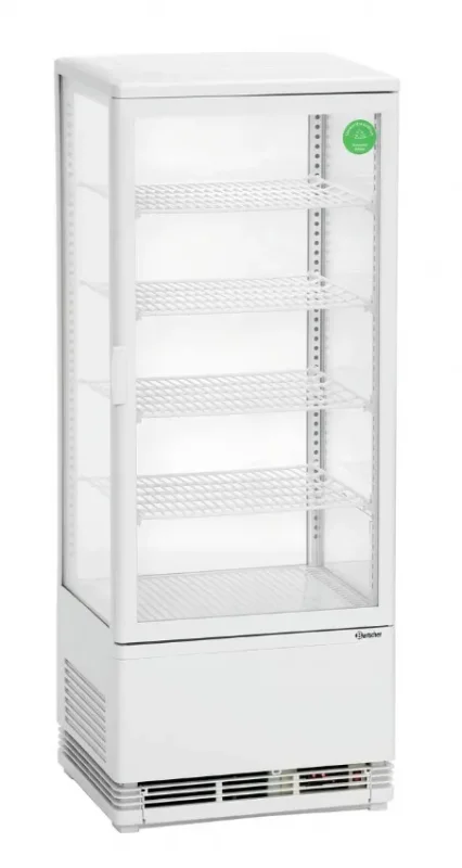 Mini-vitrine réfrigérée 4 faces vitrées blanche +2/+12°c -98 litres Authentique