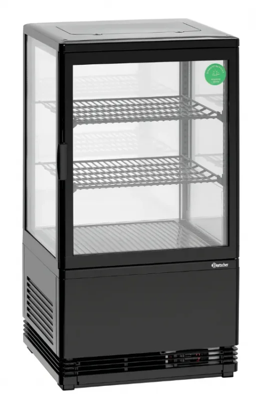 Mini-vitrine réfrigérée 4 faces vitrées noire +2/+12°c - 58 litres Promotion