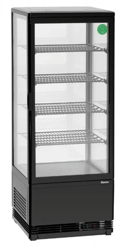 Commander Maintenant Mini-vitrine réfrigérée 4 faces vitrées noire +2/+12°c - 98 litres