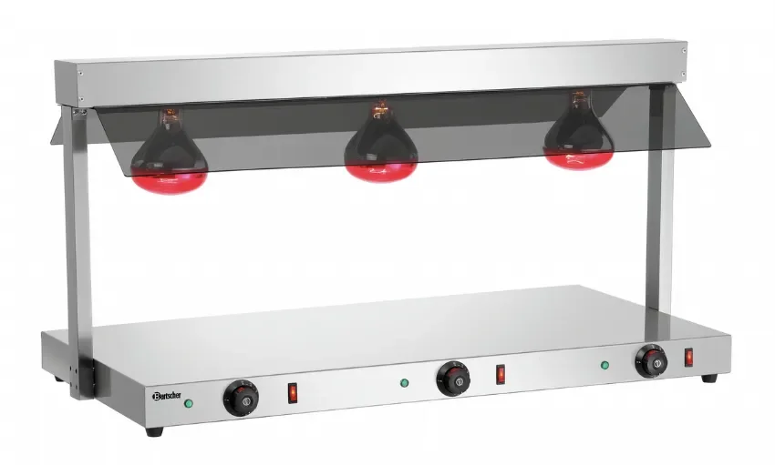 Offre Du Jour Pont chauffant 3 lampes avec plaque maintient chaud - 1085x560x545 mm