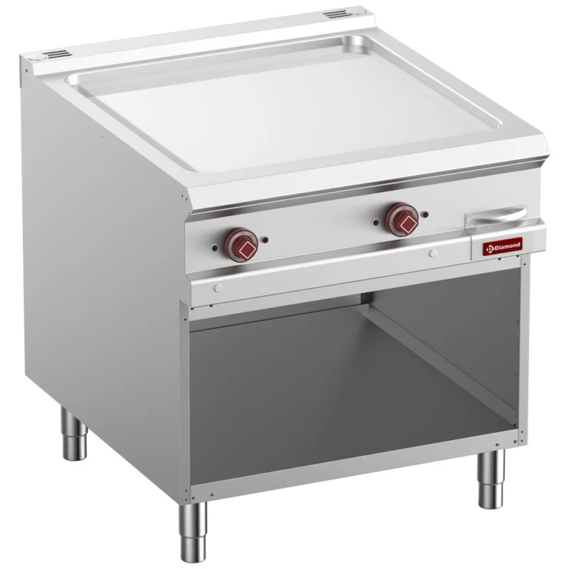 Bon Marché Plancha professionnelle électrique lisse en chrome 2 zones sur baie libre DIAMOND profondeur 900mm