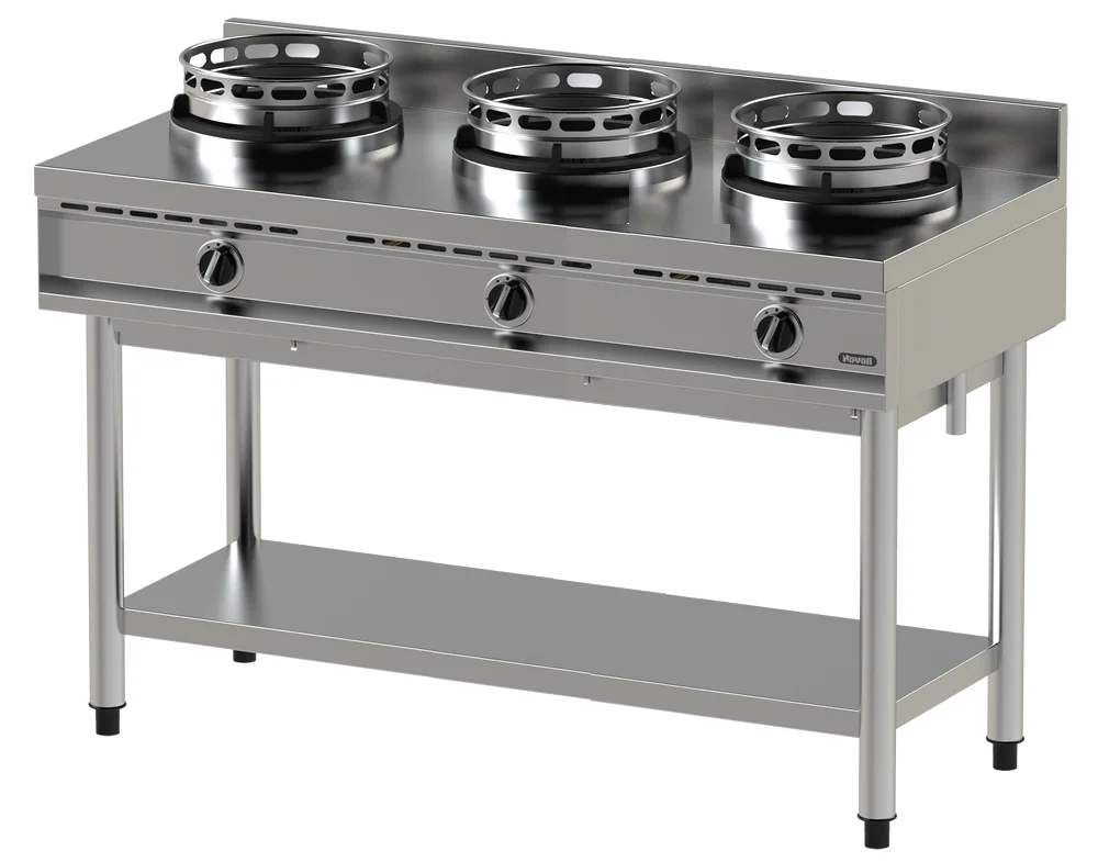 Haute Qualité Fourneau wok 3 brûleurs sur support avec étagère NAYATI