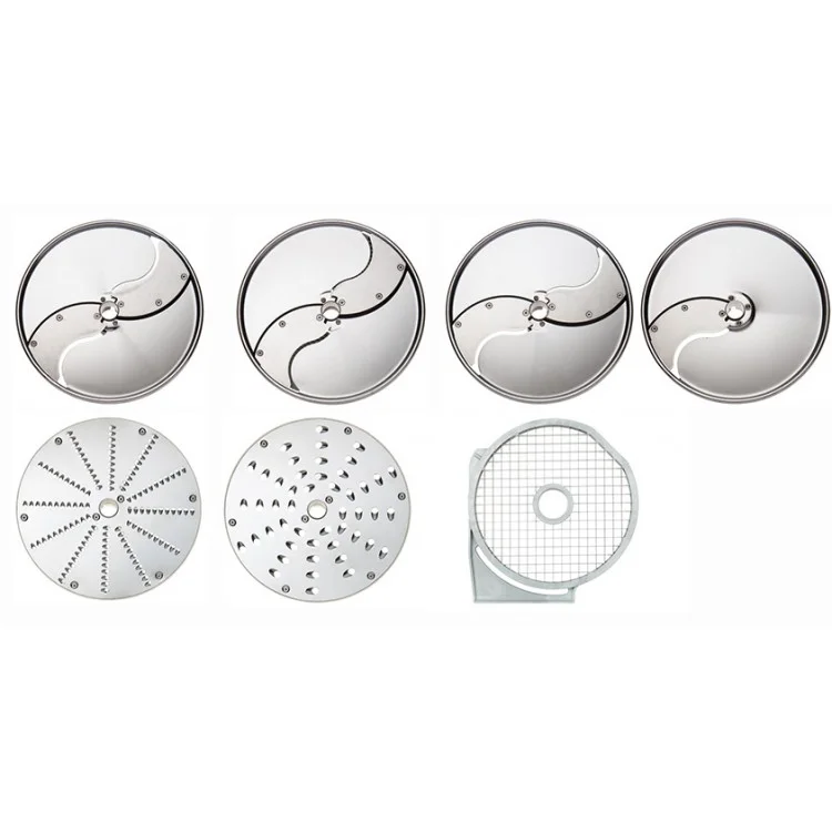 PACK 7 DISQUES INOX : trancheur 2mm + trancheur 5mm + trancheur 10mm + râpeur 2 mm + râpeur 7 mm + effileur 4x4 mm + macédoine 10x10 mm adaptable sur coupe légumes TRS & TR210DITO SAMA Expédié Aujourd’hui