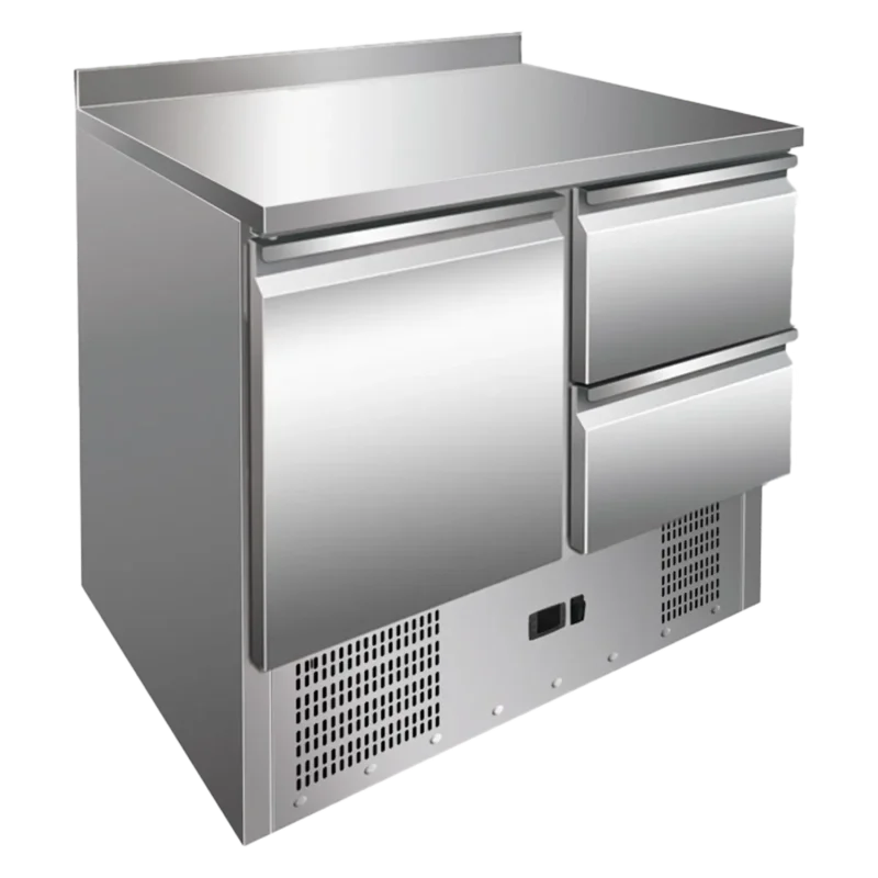 Vente Directe Saladette réfrigérée 1 porte et 2 tiroirs inox REDFOX