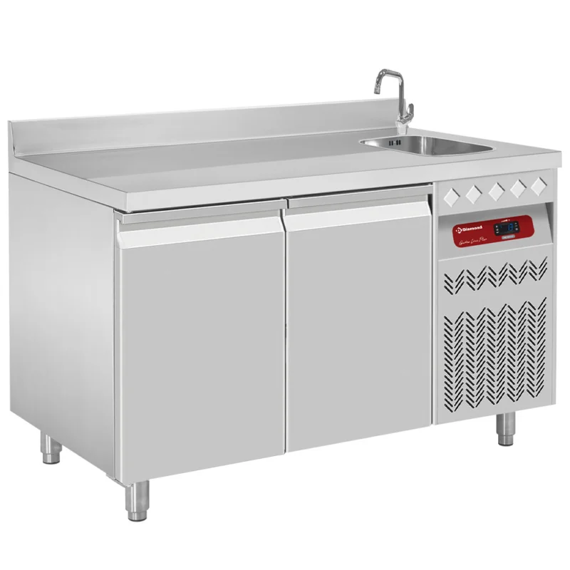 Table réfrigérée avec évier 2 portes profondeur 700 DIAMOND Super Prix