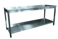 Table inox centrale centrale avec étagère Largeur 1600mm et Profondeur 600mm Must-Have