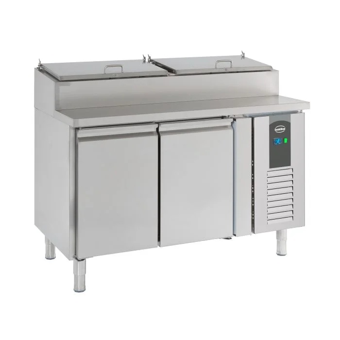 Seulement Aujourd’hui Table de préparation réfrigérée 2 portes avec vitrine inox COMBISTEEL