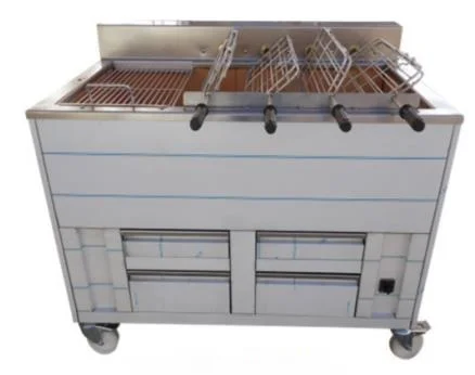 Barbecue en inox au Charbon Industriel professionnel4 grilles rotatives + 1 grille fixe IMPORMARTINHO Nouvel Arrivage