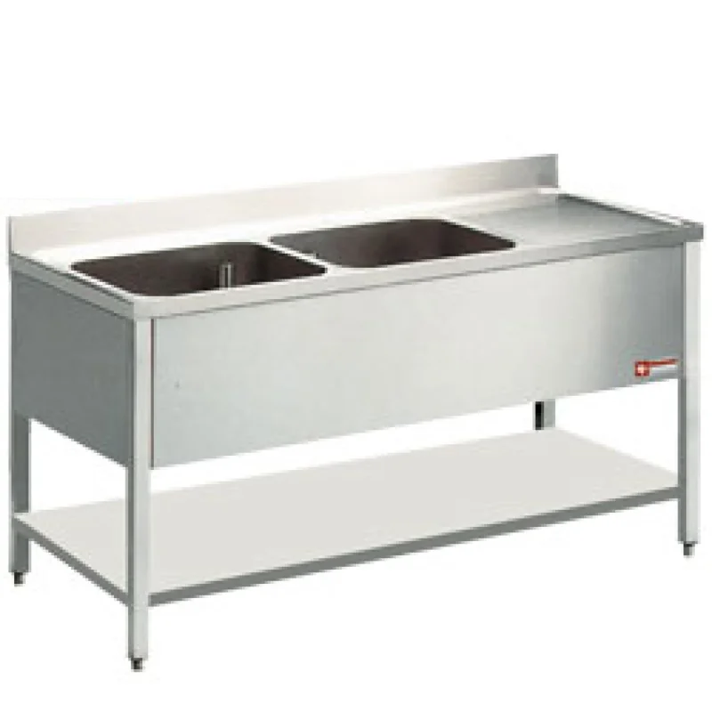 Plonge inox 2 bacs avec égouttoir à droite 1400x600mm DIAMOND - L1421D/6 Certifié