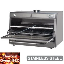 Certifié Four barbecue inox à charbon professionnel GN2/1 + GN1/1 120Kg/h DIAMOND