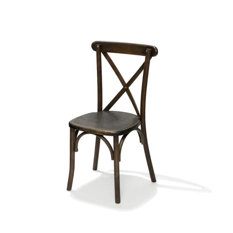 Chaise d'intérieur en bois massif marron foncé CROSSBACK VEBA Seulement Aujourd’hui