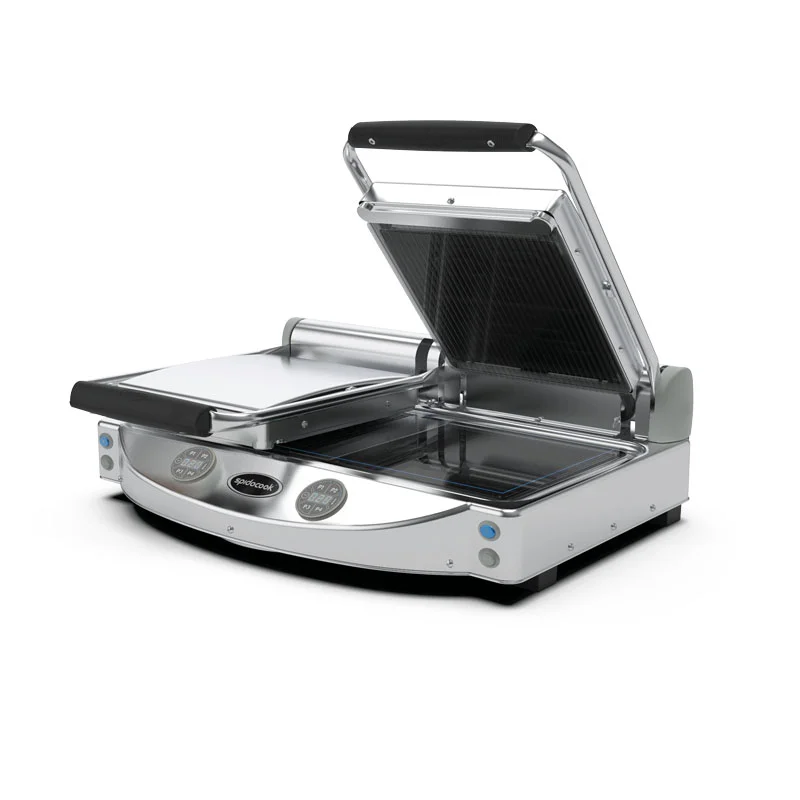 Appareil à panini vitrocéramique double dessus rainuréeSPIDOCOOK Achat Immédiat