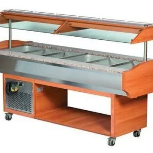 Acheter Direct Buffet chauffant bain-marie en bois central avec cuve pour bacs GN1/1
