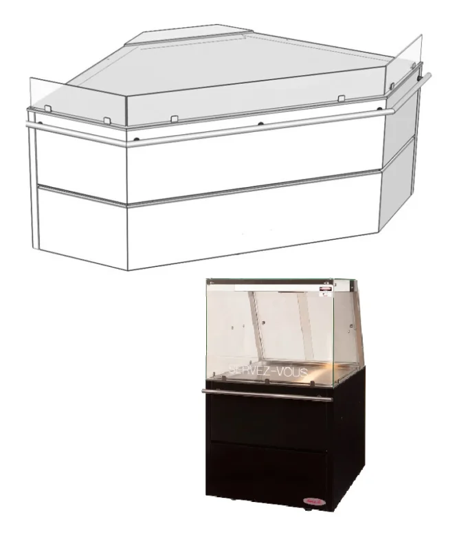 Vitrine chaude d'angle en libre-service - Longueur 2020mm DOREGRILL Vente Directe