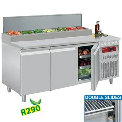 Table réfrigérée de préparation 3 portes avec structure réfrigérée inox DIAMOND DTS-7/R2 Marque