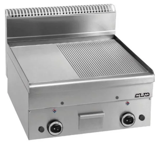 Plancha professionnelle gaz lisse et rainurée 2 zones MBM profondeur 600mm Affaire À Saisir