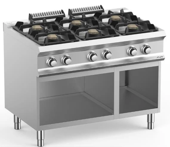 Fourneau 6 feux vifs sur placard ouvert MBM - DOMINA PRO 700 Prix Promo